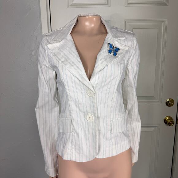Vintage y2K Rampage Women's Jacket Baby Striped Blazer Prom Party Career F4-8 - Picture 1 of 5